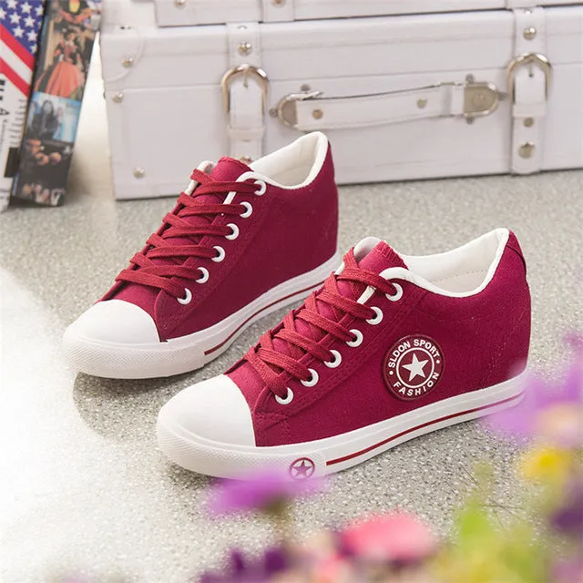 Summer Sneakers Wedges Canvas Shoes Women Casual Shoes Female Cute White Basket Stars Zapatos