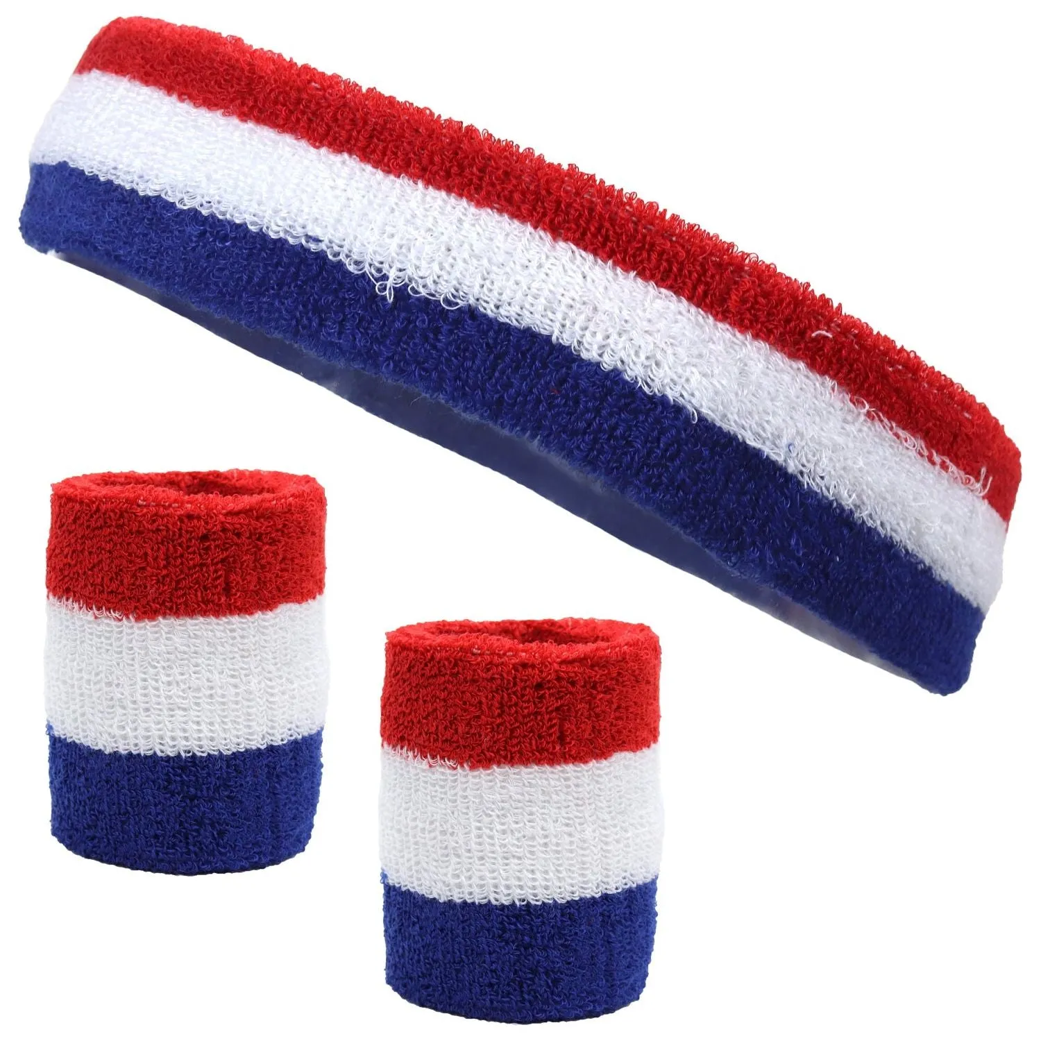 Sweatband Sets Terry Cotton Headband and 2 Wristbands Pack You Pick Colors & Quantities