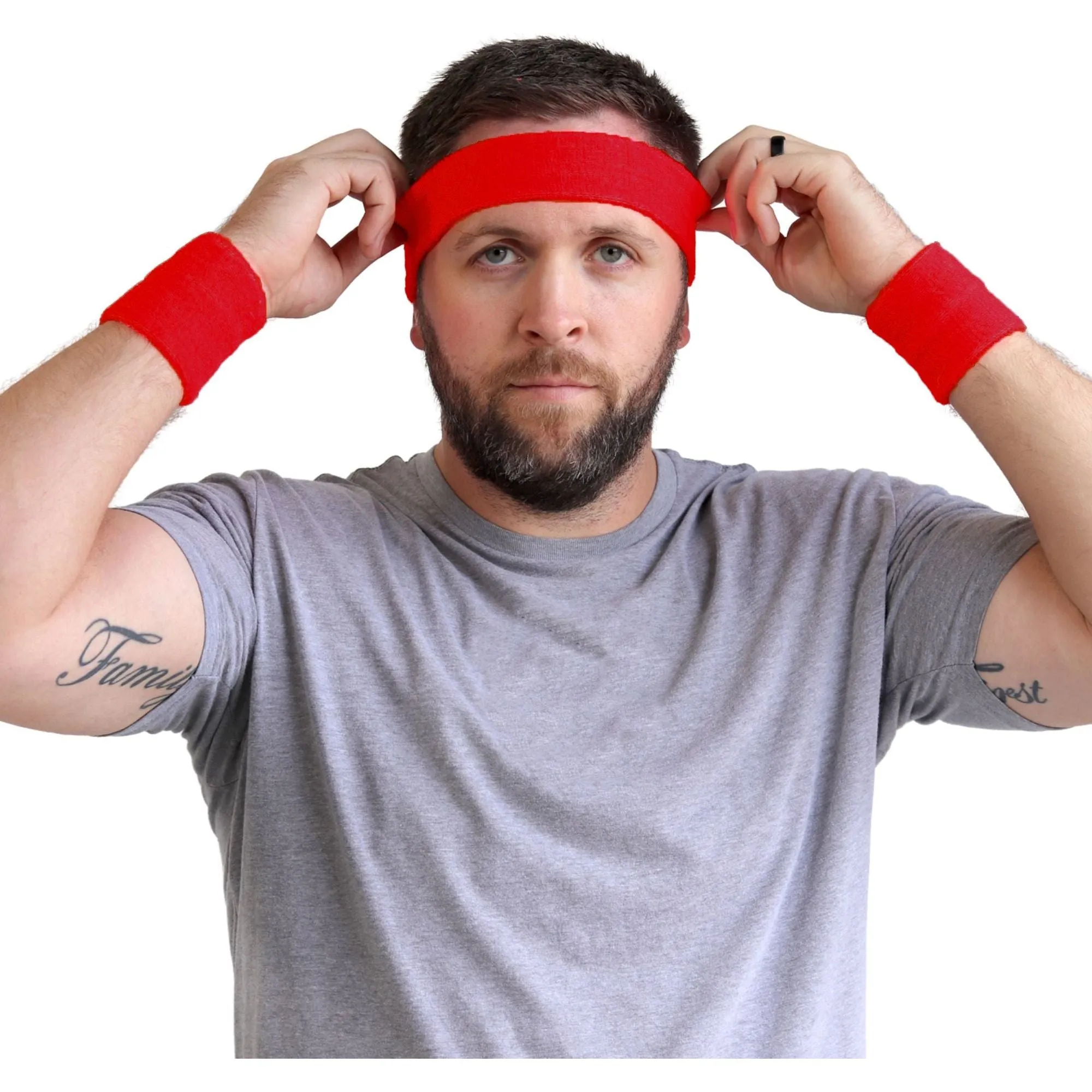 Sweatband Sets Terry Cotton Headband and 2 Wristbands Pack You Pick Colors & Quantities