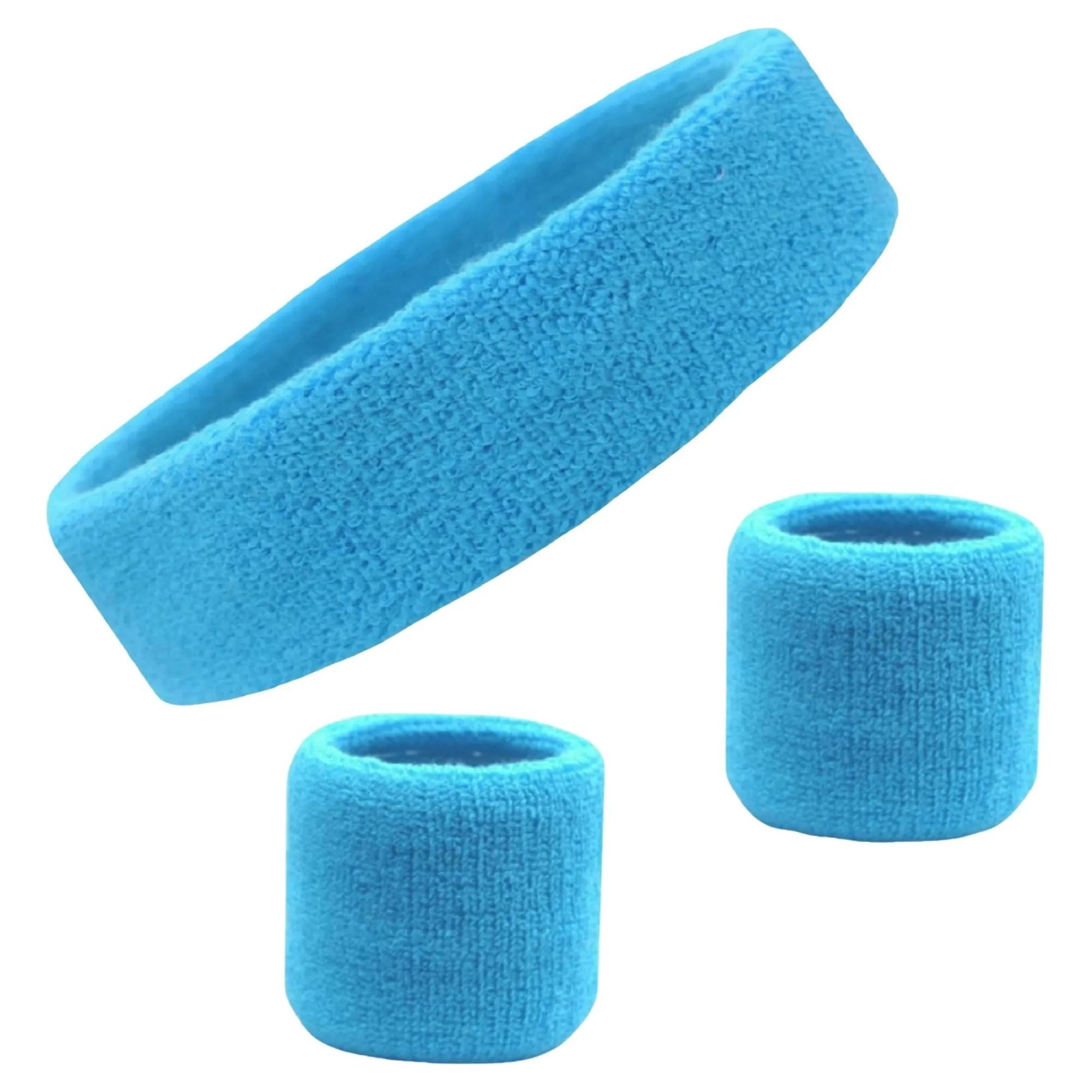 Sweatband Sets Terry Cotton Headband and 2 Wristbands Pack You Pick Colors & Quantities