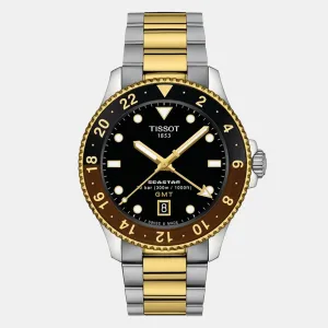 T-Sport Seastar 1000 Men Quartz Black Dial Analog Stainless Steel Watch T1208522205100