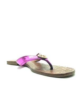 Tory Burch Leather Slide Sandals Metallic Size: 8