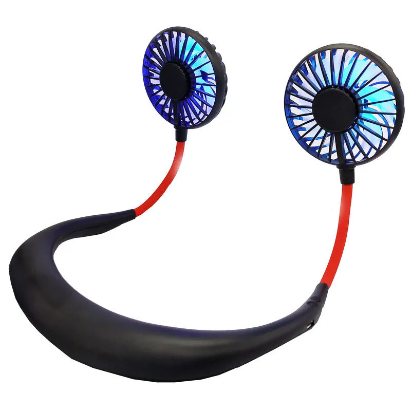 USB Fan leafless luminous sports neck Fan USB portable mini handheld small desktop folding fan