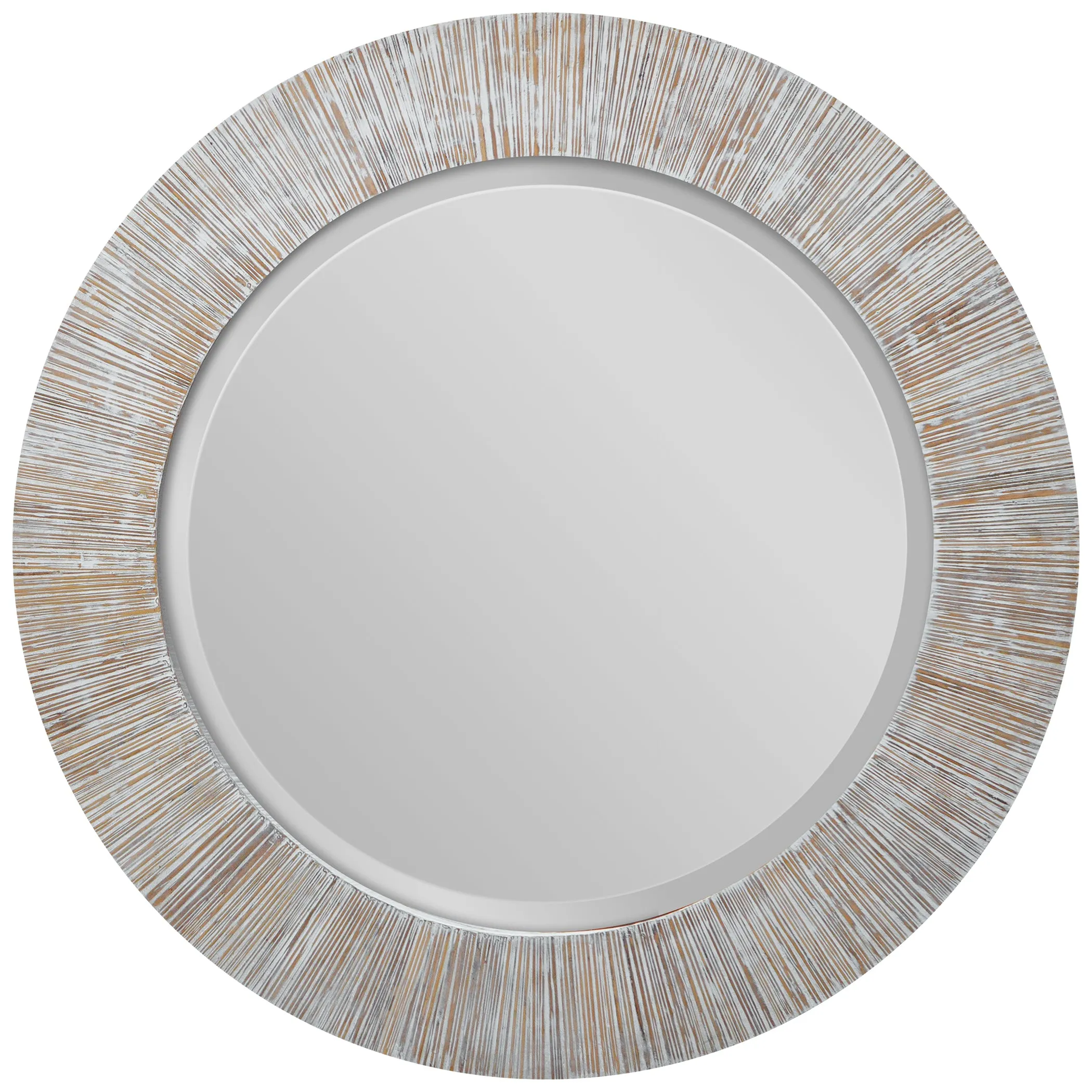 Uttermost Repose Whitewash Round Mirror