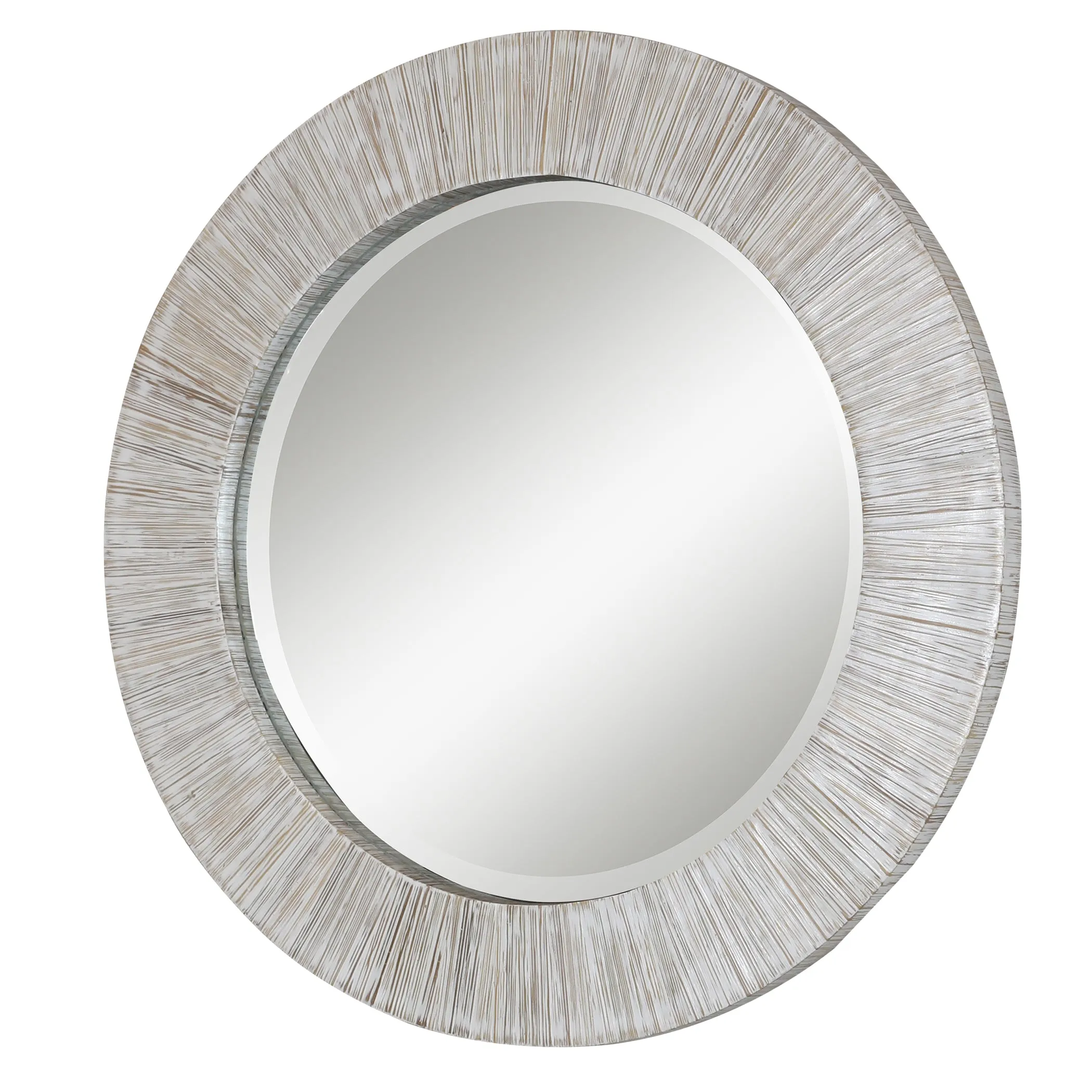 Uttermost Repose Whitewash Round Mirror