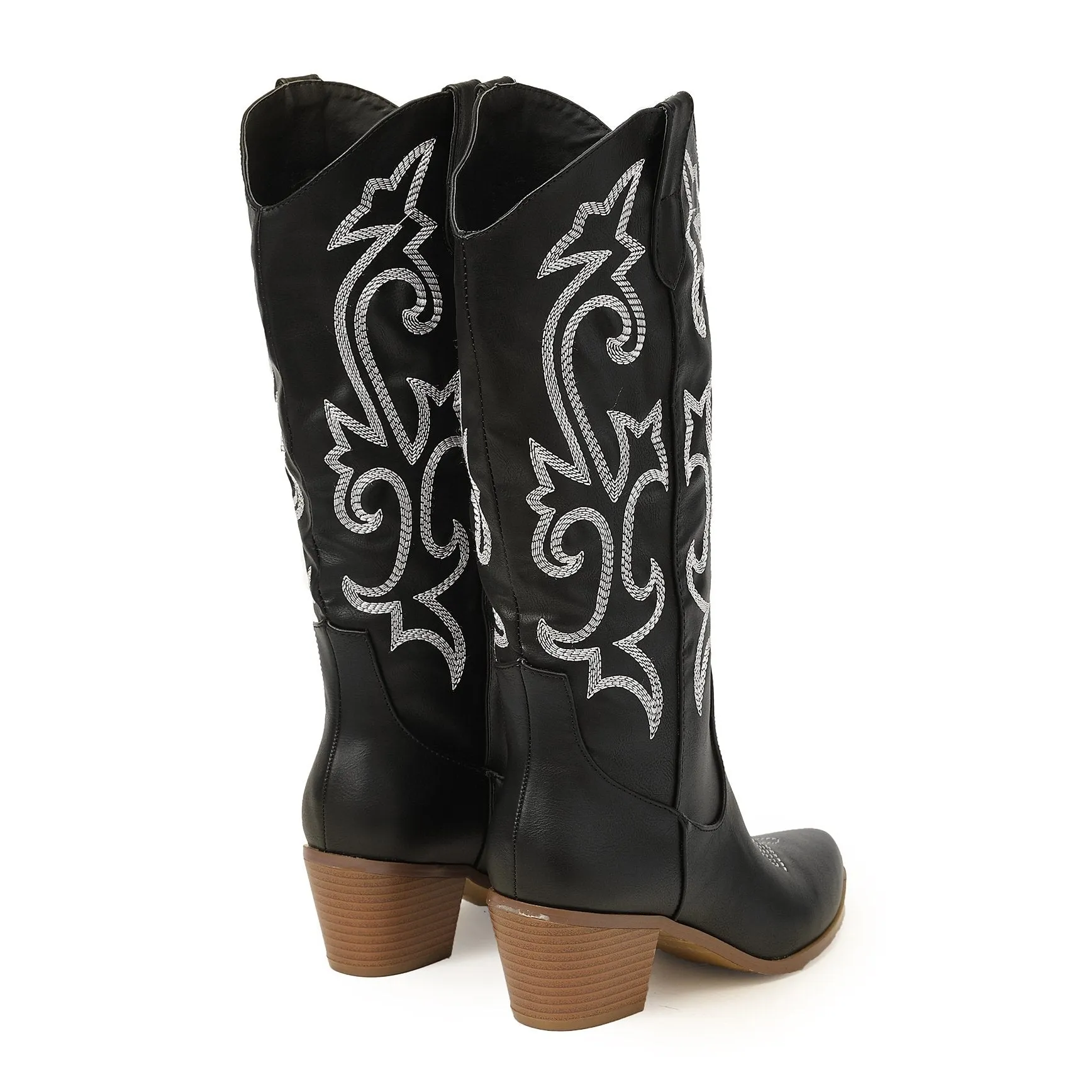 Vintage Chunky Heeled Embroidered Western Boots