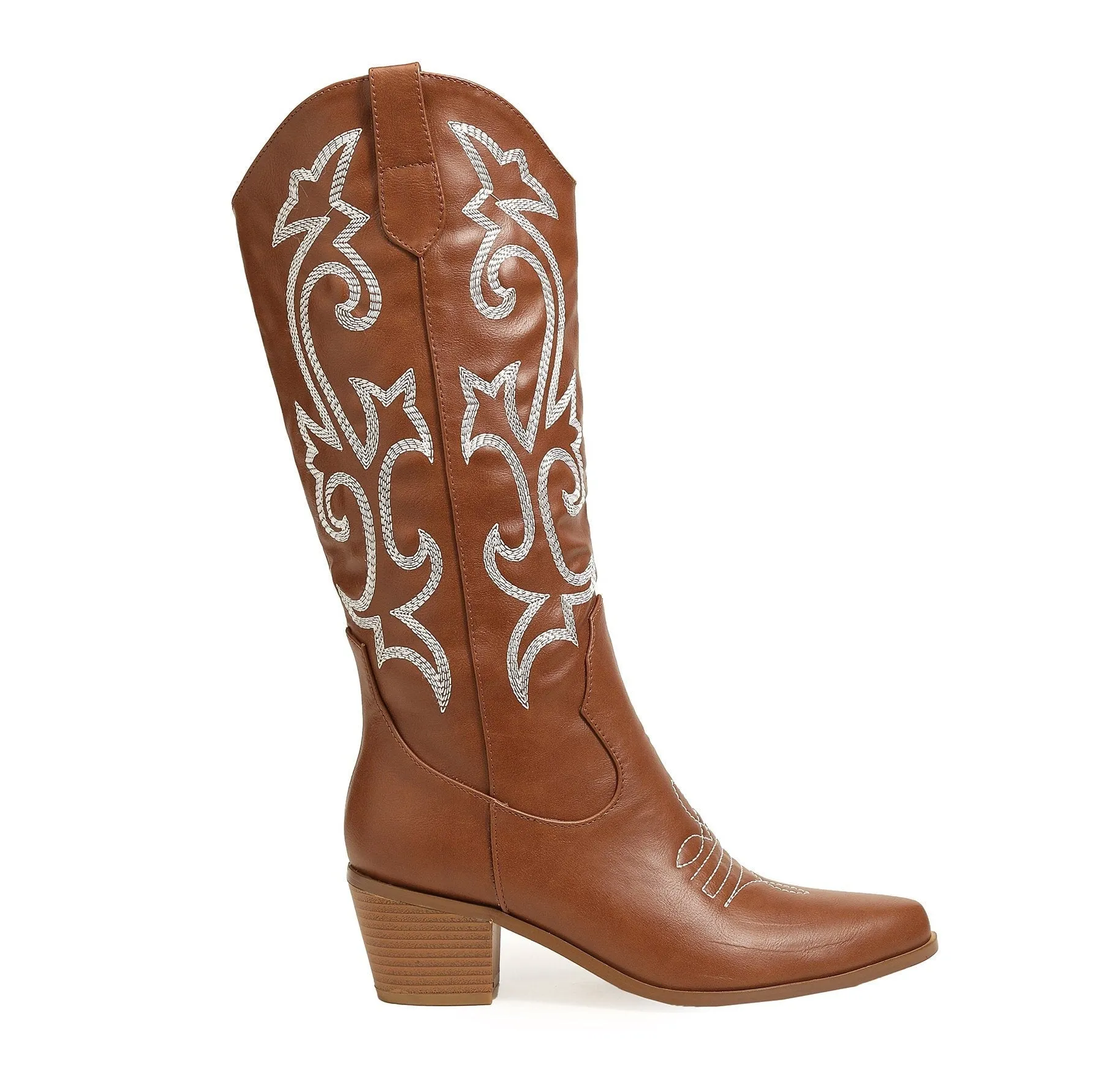 Vintage Chunky Heeled Embroidered Western Boots