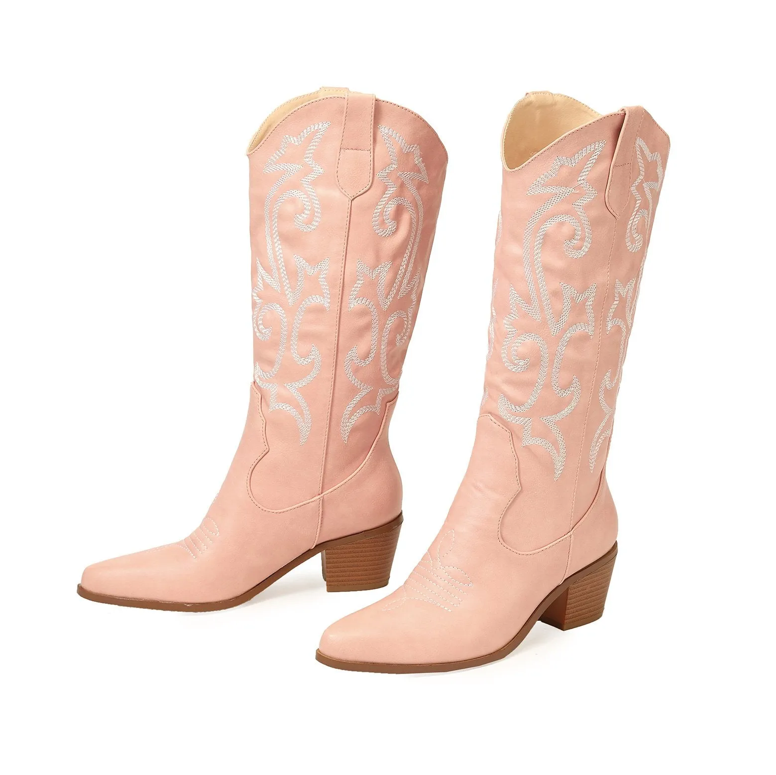 Vintage Chunky Heeled Embroidered Western Boots