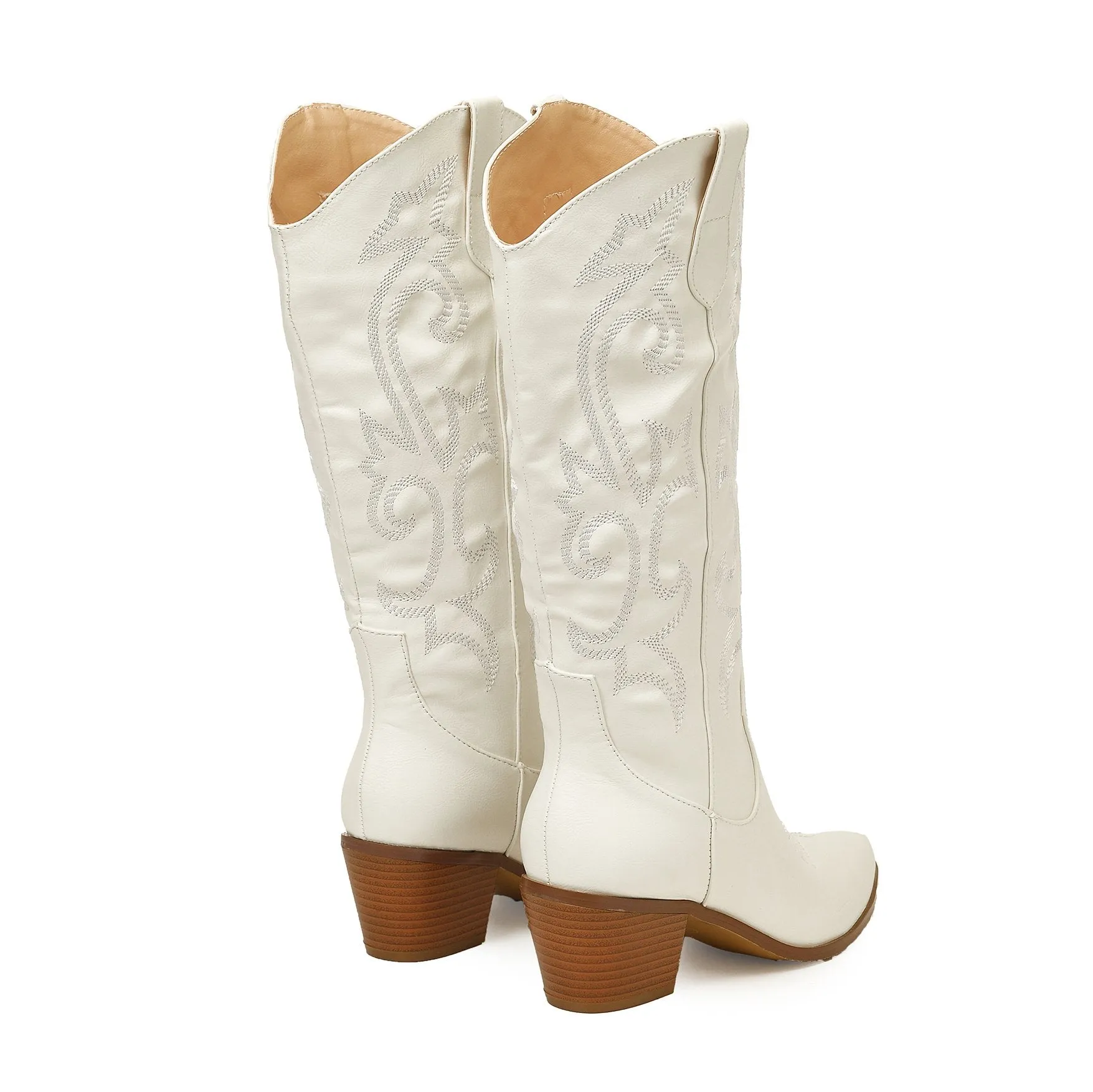 Vintage Chunky Heeled Embroidered Western Boots