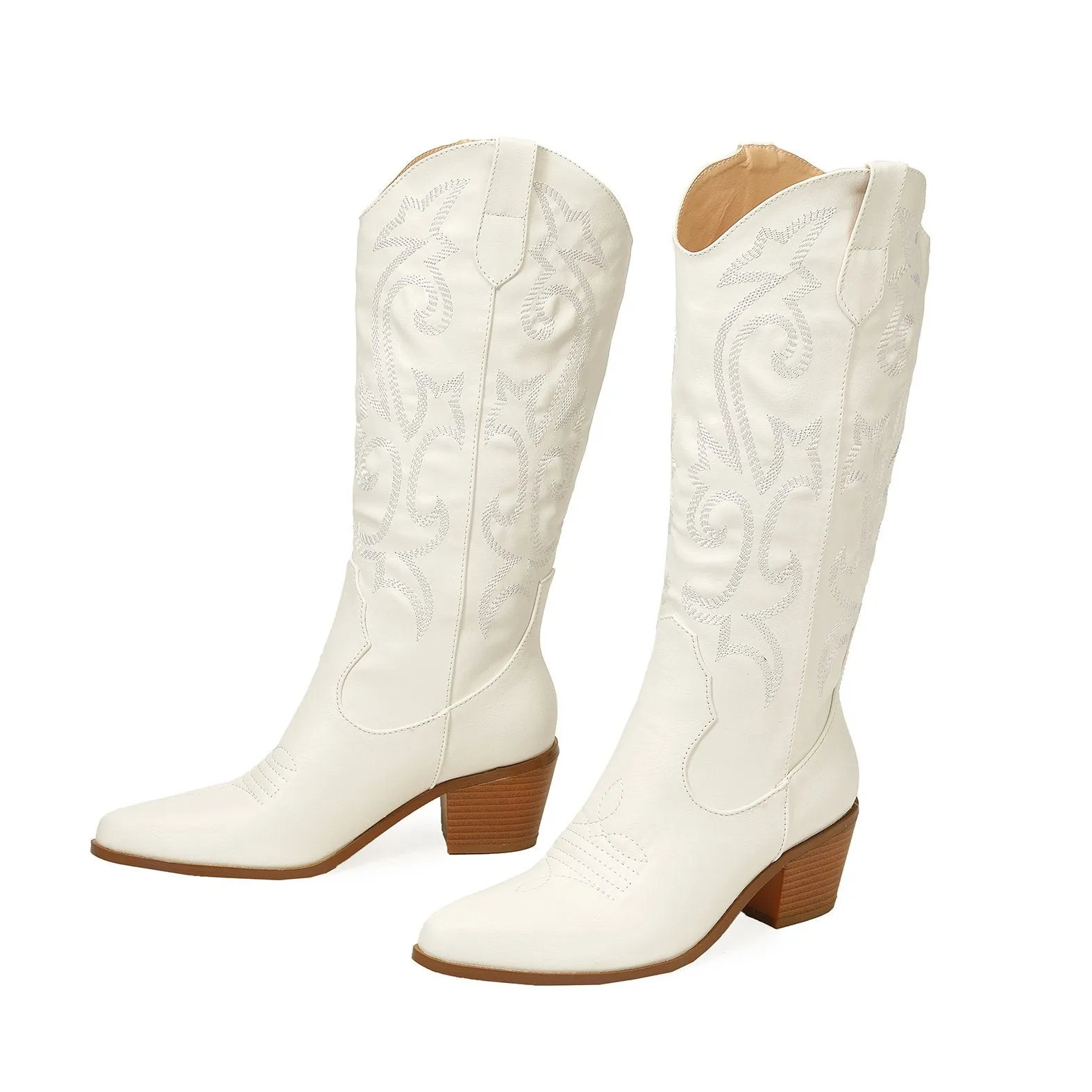 Vintage Chunky Heeled Embroidered Western Boots