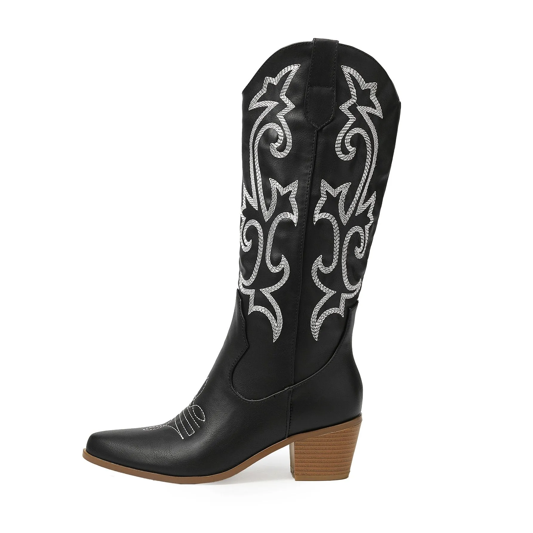 Vintage Chunky Heeled Embroidered Western Boots