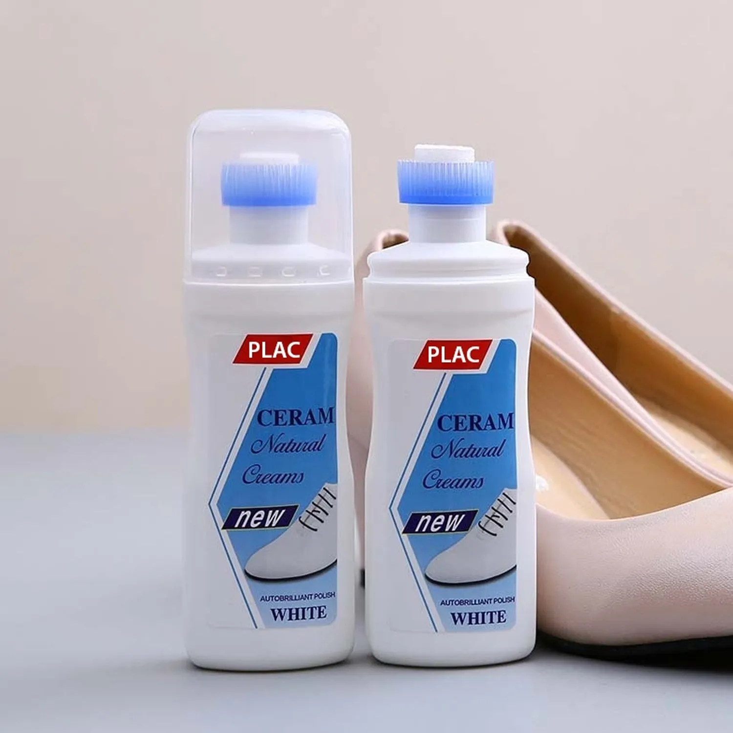 White Shoe Brightener & Cleaner with Brush - 75ml Polish