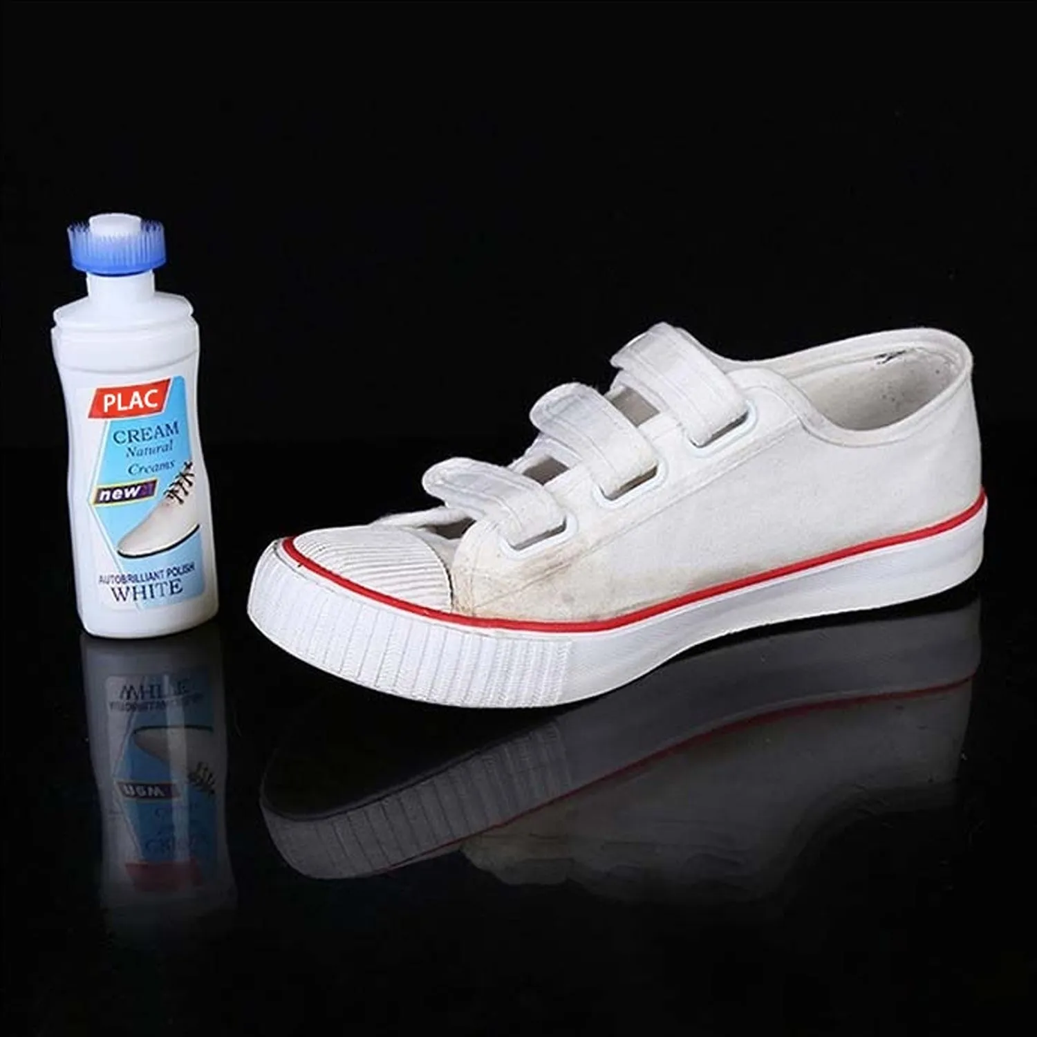 White Shoe Brightener & Cleaner with Brush - 75ml Polish