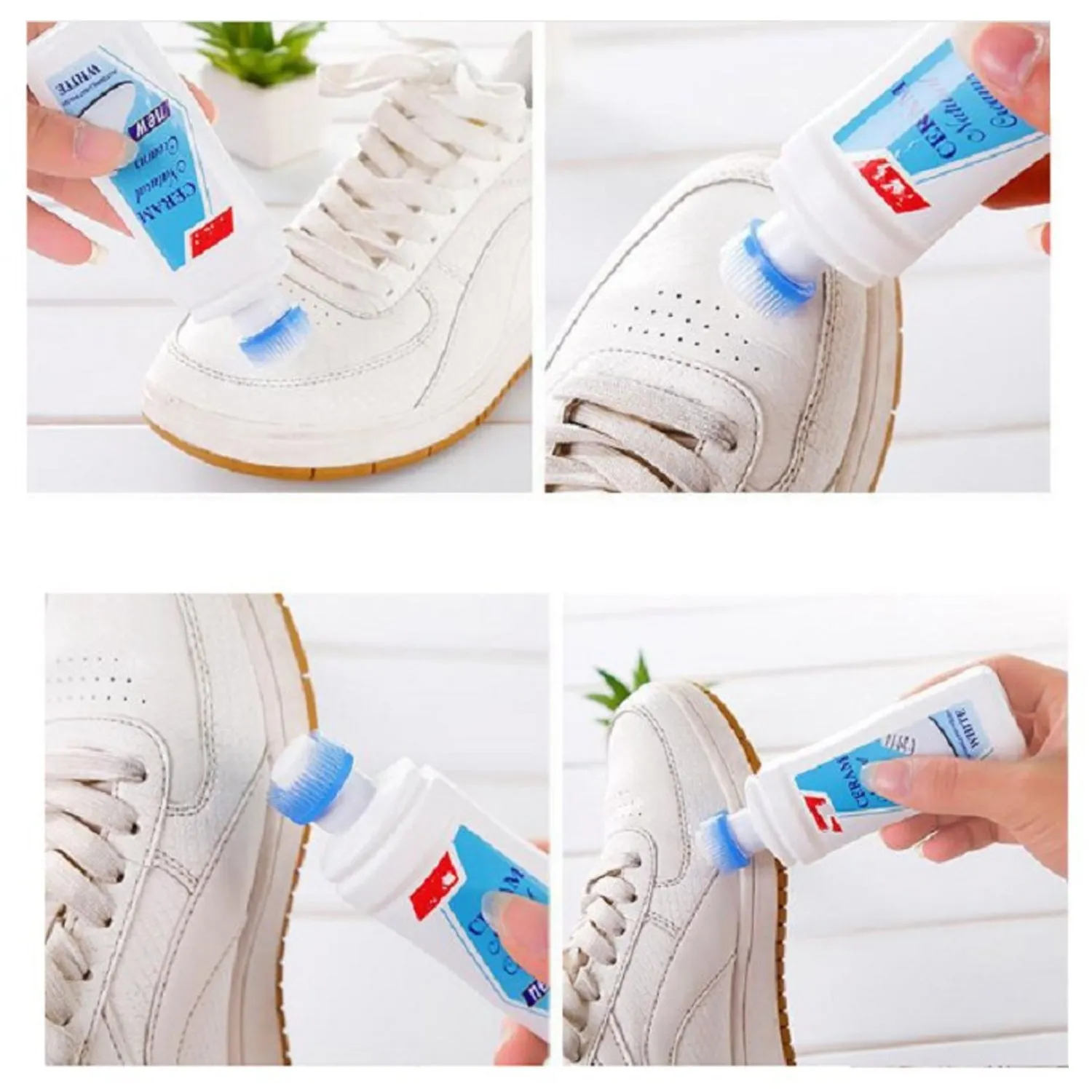 White Shoe Brightener & Cleaner with Brush - 75ml Polish