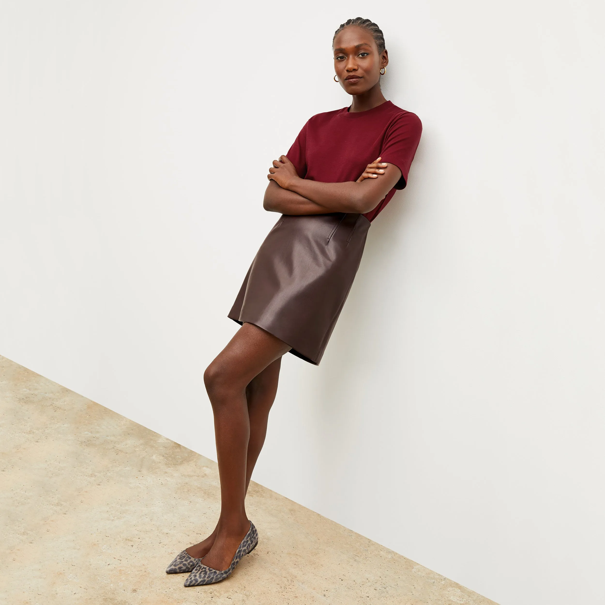 Whitney Skirt - Vegan Leather :: Brown