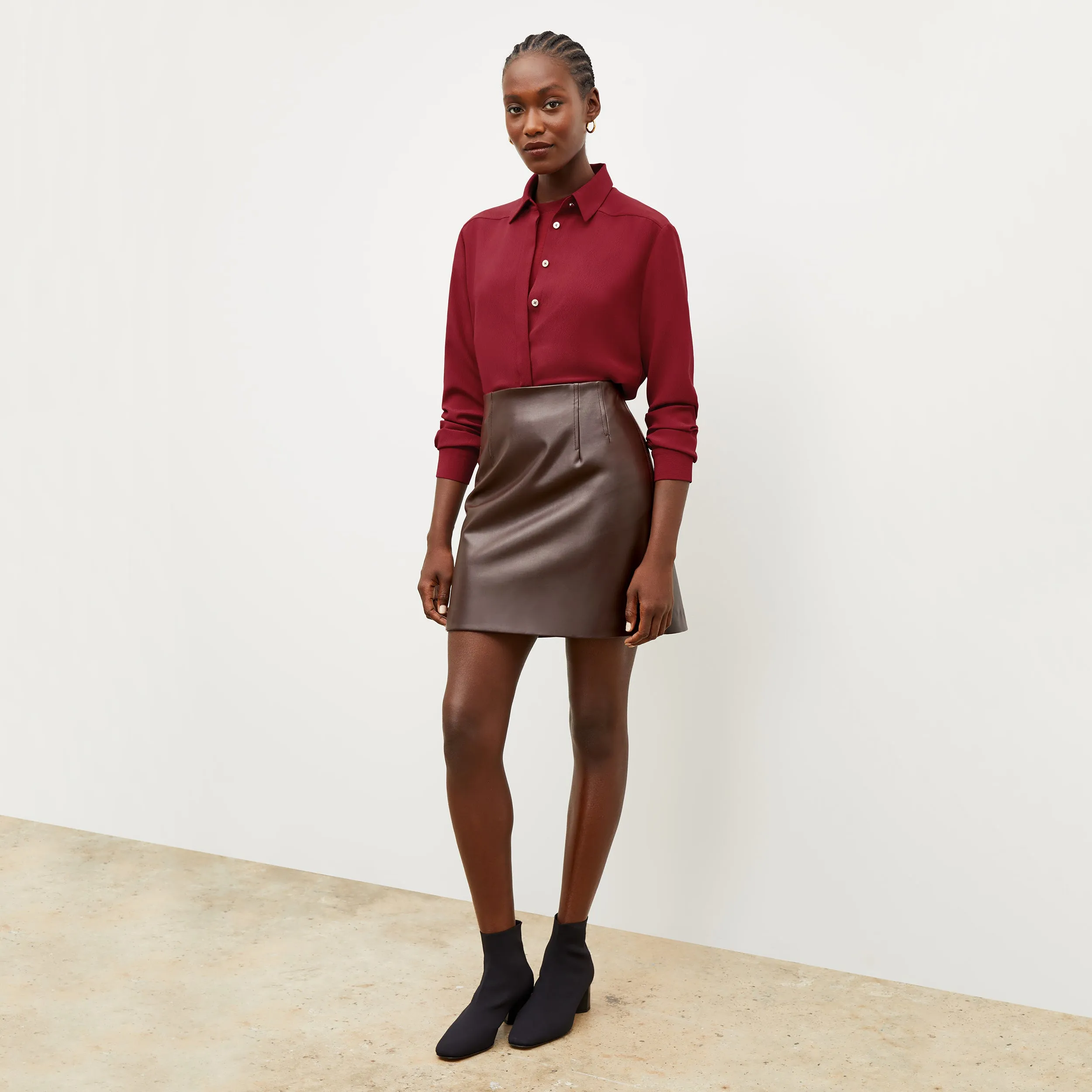 Whitney Skirt - Vegan Leather :: Brown