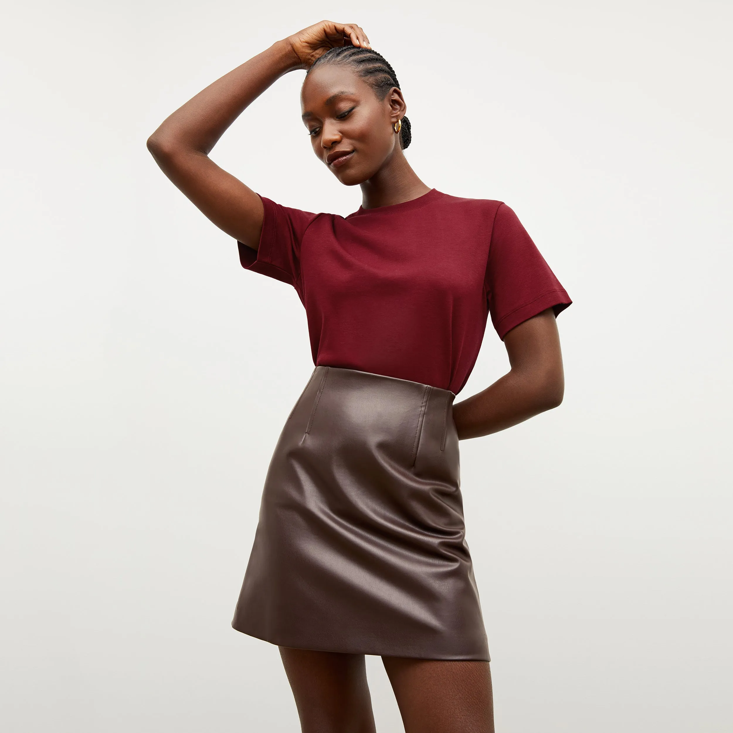 Whitney Skirt - Vegan Leather :: Brown