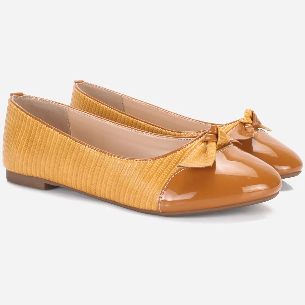 Womens "TIXIN" Flat Slide In Bow Detailing Pumps