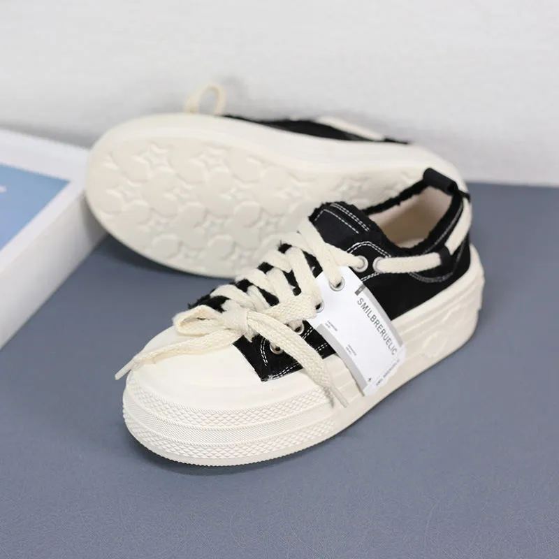 Women's Spring Thick Bottom Korean Sports Canvas Shoes